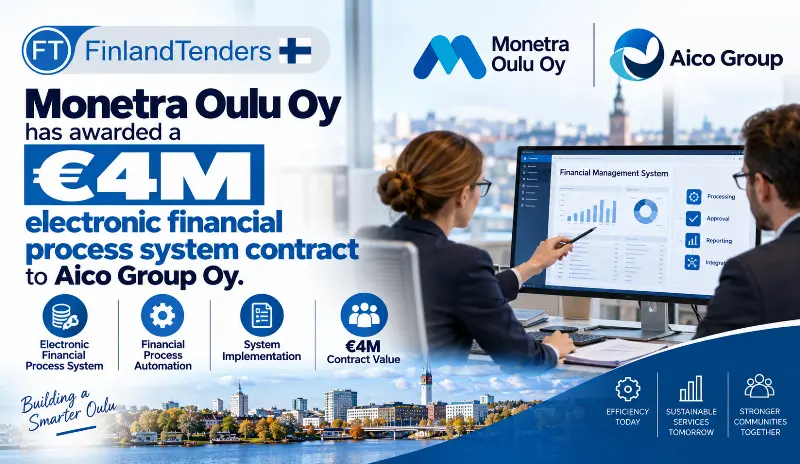 Monetra Oulu Oy has awarded a €4M electronic financial process system contract to Aico Group Oy.